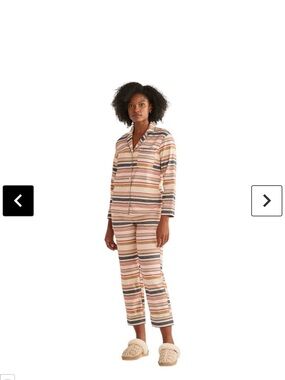 Pendleton Striped Pajama set in Navy, Red, Tan & Cream